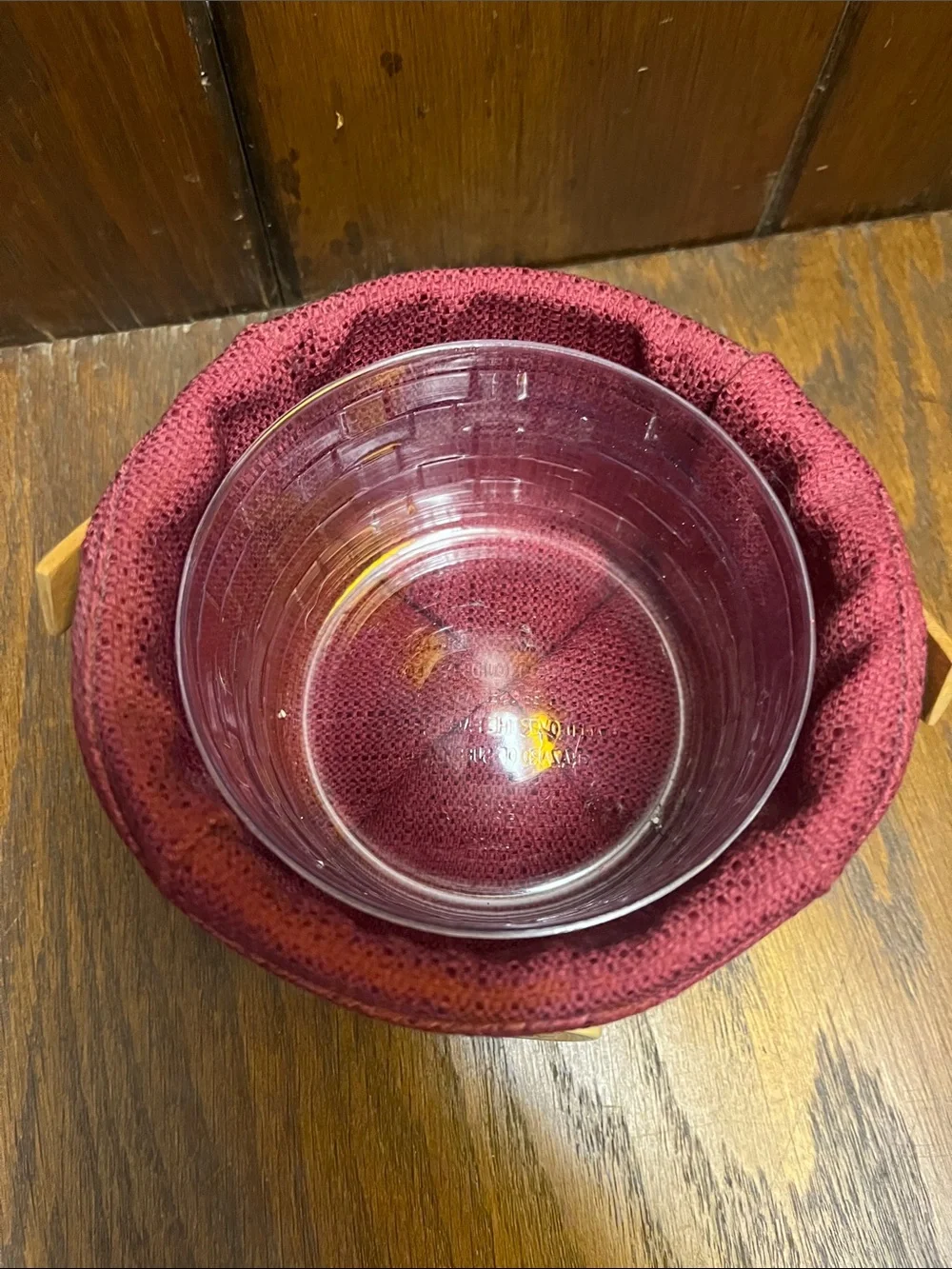 Longaberger Woven Melody 2003 Tree Trimming Basket-Burgundy Liner and Protector